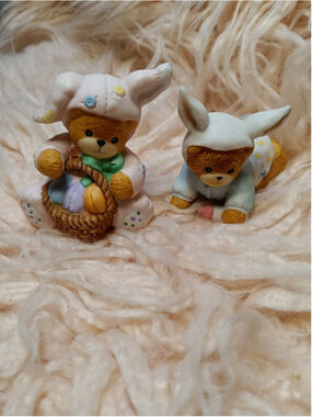 Lucy Rigg 1980-90s Baby Crawling Bottle Bunny Ears & Easter Basket Set Of 2
